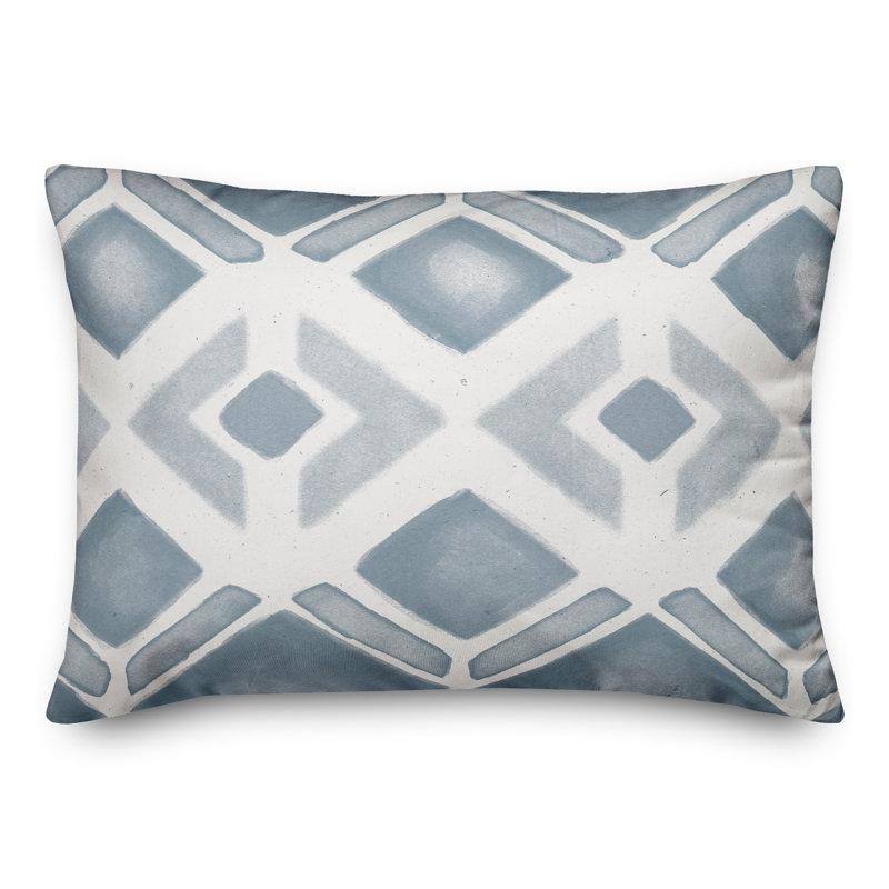 Geometric Outdoor Reversible Throw Pillow, Blue