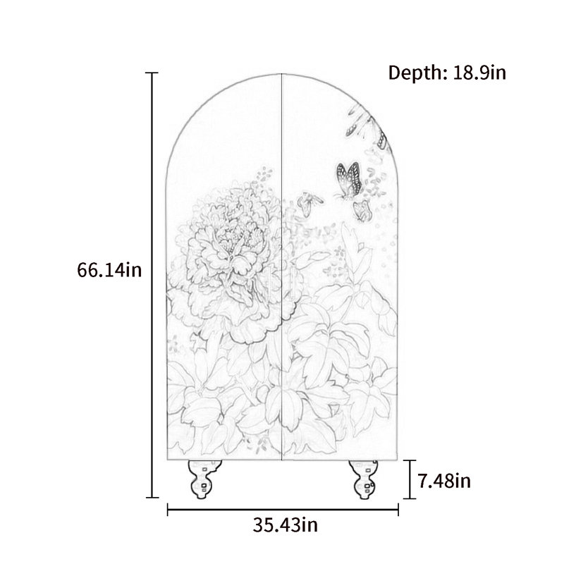 Armoire arquée avec tablettes et portes