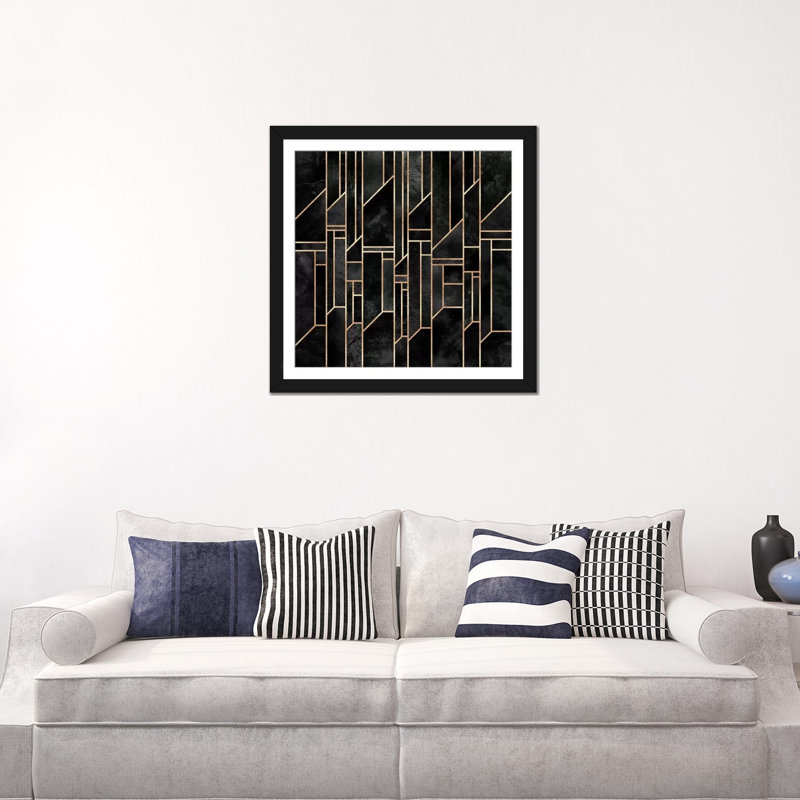 «Skies», impression sur toile, H 16 po x l 16 po x P 1 po, Papier d'art encadré noir, Blanc