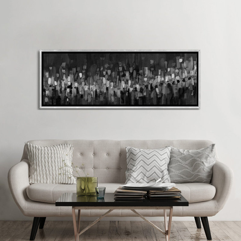 Blue Staccato - Inverted 6 Pcs., Wrapped Canvas, 12" H x 36" W