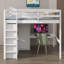 Lit mezzanine double en bois avec garde-robe intégrée, bureau, tablettes de rangement et tiroirs-200328169