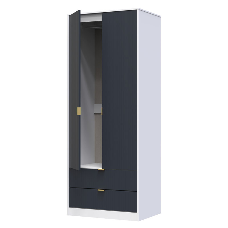 Sture Manufactured Wood Wardrobe, Indigo Matt/White