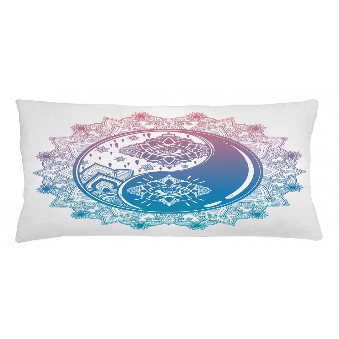 Kissenbezug, Ying Yang Mandala Asian, Zen, Pink Blau