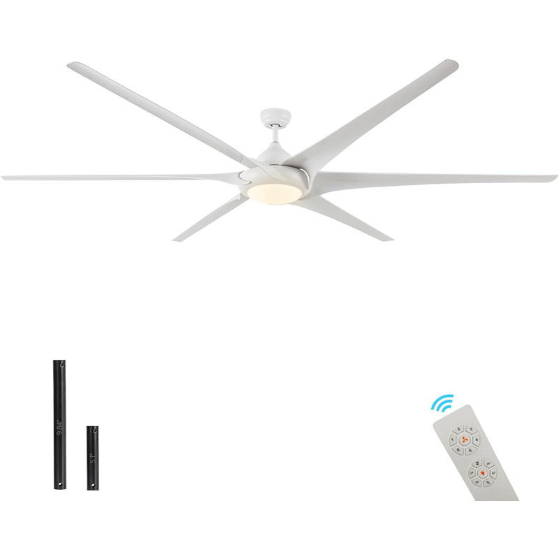 Crusaw 100'' Ceiling Fan with LED Lights, Matte Black
