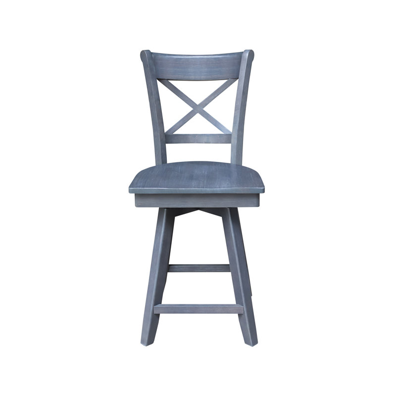 Tabouret de bar pivotant Deonda, Gris Heather, Tabouret de comptoir (siège d'une hauteur de 24 p