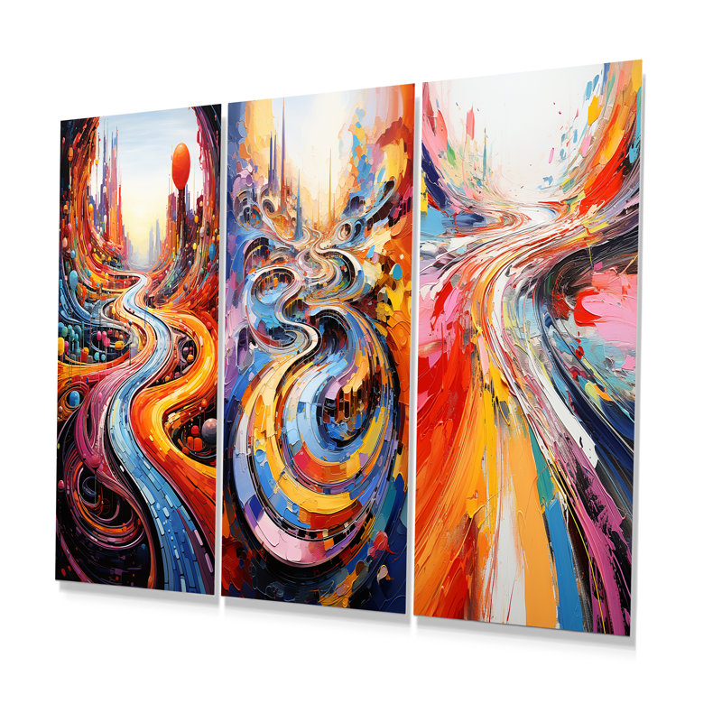 Ensemble de 3 reproductions d'art sur métal, H 32 po x l 48 po