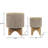 Textured Mesh Outdoor Planters on Stand for Living Room or Patio Display - Modern Ceramic Indoor Flower Pots for Home Decor - Set of 2, Tan-468497826-439273864-468498008