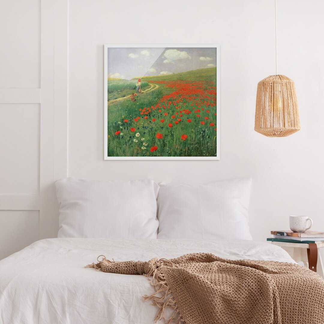 Gerahmter Kunstdruck Summer Landscape with Poppies in Bloom von Pál Szinyei-Merse