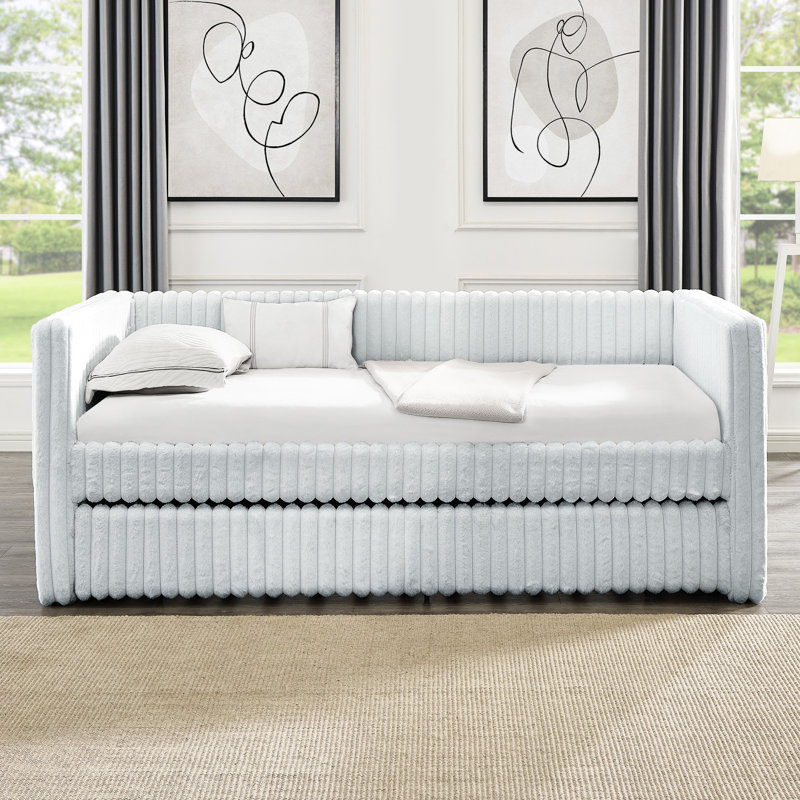 Lit de jour simple gris moderne avec fonctions ergonomiques et fonctionnelles - lit tapissier
