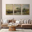 Rural Landscape " Riverside Pastoral Scene Rustic Country Life Nature Landscape Illustrations Modern Art Decor Rustic " 3 - Pieces-98696295-98696292