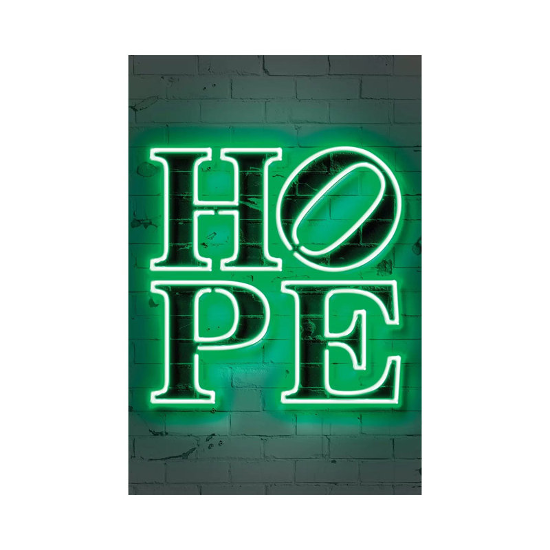 "Hope" par Octavio Mielu-impression d’art textuel, Pas de tapis, H 48 po x l 32 po x P 1,5 po, Toile tendue