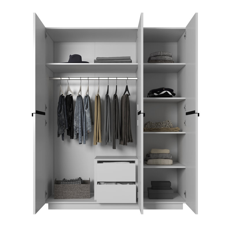 Altje 3 Door Manufactured Wood Wardrobe, White/Black