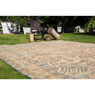 Tapis oriental vintage haut de gamme, fait main, unique, beige, 2,97 m x 3,99 m (9'9'' x 13'1'') - 11,88 mètres carrés