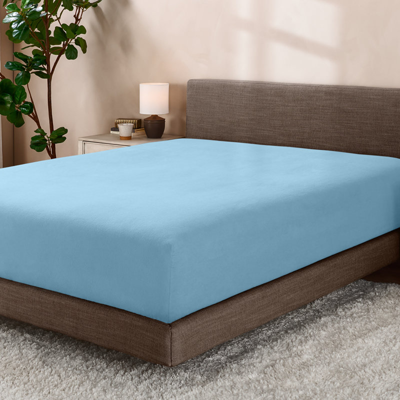 Micro Fleece Super Soft Fitted Sheet, Queen Fitted Sheet, Light Blue