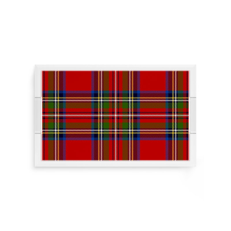 Christmas Tartan Red Acrylic Rectangle Decorative Tray, 12.5"W x 7.75"D x 2"H