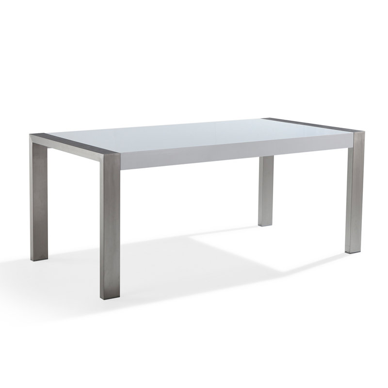 Arctic Rectangular Wood Top Dining Table with Steel Base, 75cm H x 180cm L x 90cm W