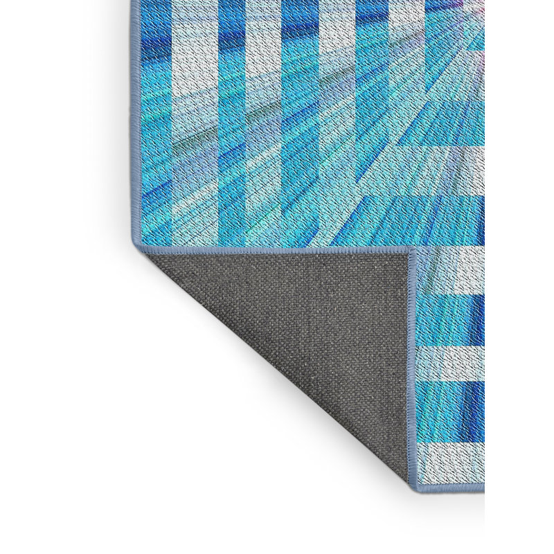 Tapis de zone bleue à motifs, Rectangle 7 pi x 9 pi