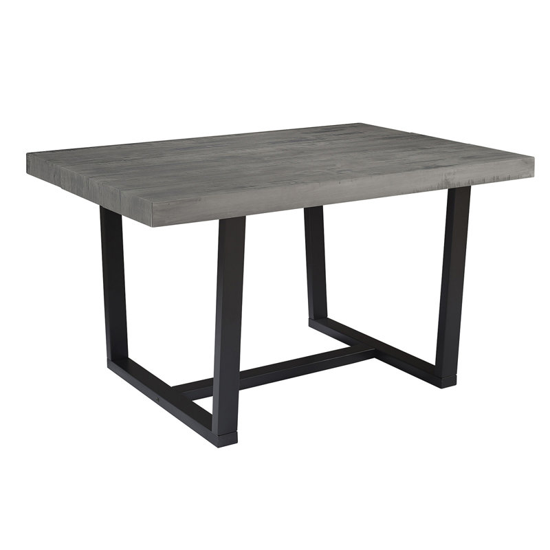 Rustic Metal And Solid Distressed Dining Table, 30.59"H x 52.09"L x 36.09"W, Gray