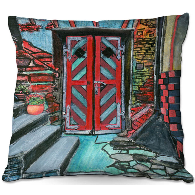 Escalier inférieur de la porte carrée coussin décoratif, 18 po x 18 po