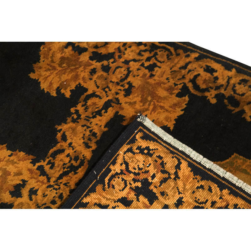 Hand-Knotted High-Quality Black Area Rug