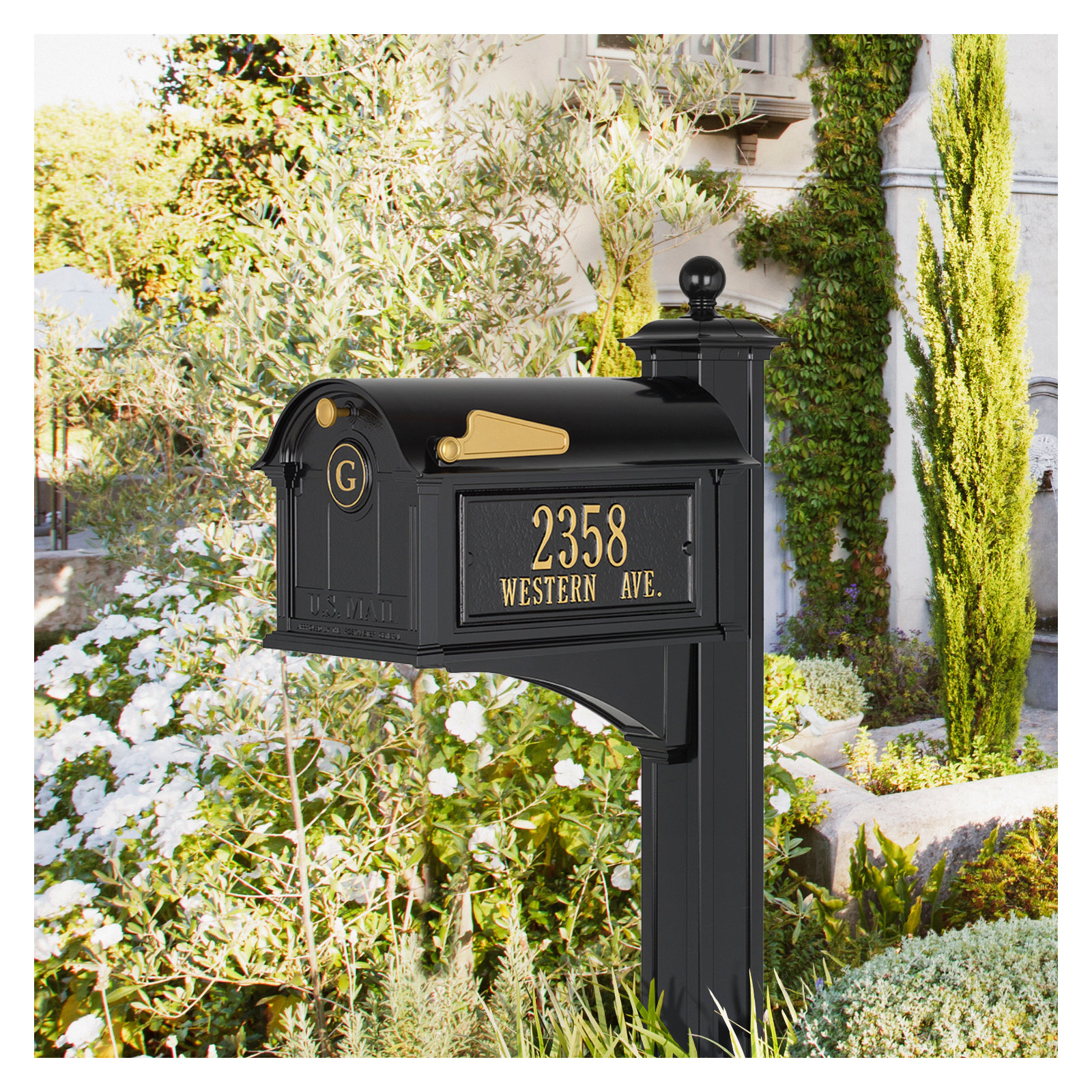 Balmoral Post Mounted Mailbox, Black, Yes
