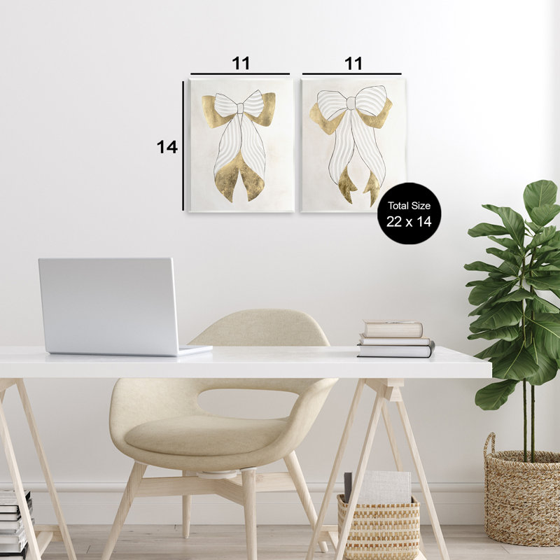 Neutral Chic Bow 2pc Wall Plaque Set, design by Vanna Lam