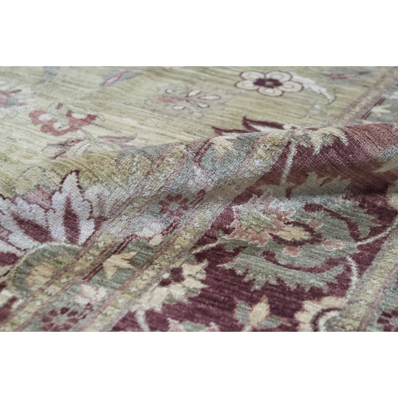 Tapis beige et rouge noué à la main de haute qualité