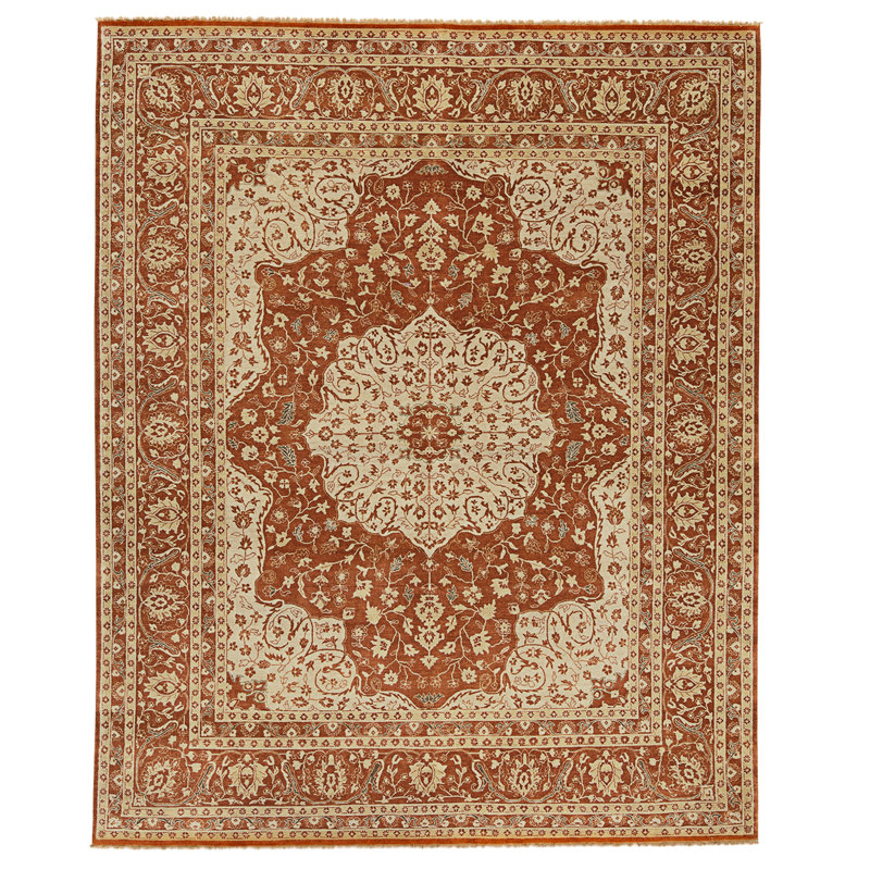 High-Quality Hand-Knotted Rust Area Rug