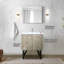 Meuble-lavabo rustique de 76 cm de large avec comptoir en quartz effet rayé, robinetterie en nickel brossé et miroir décoratif mural de 71 cm avec dessus blanc, décoration incluse