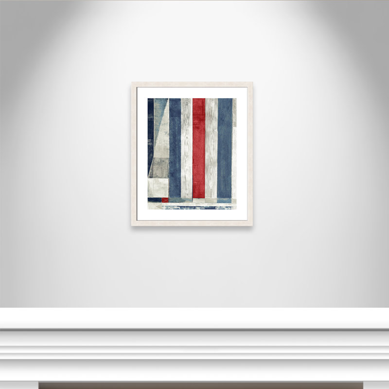 Aken 'Americana III' Framed Print, White Woodgrain Texture