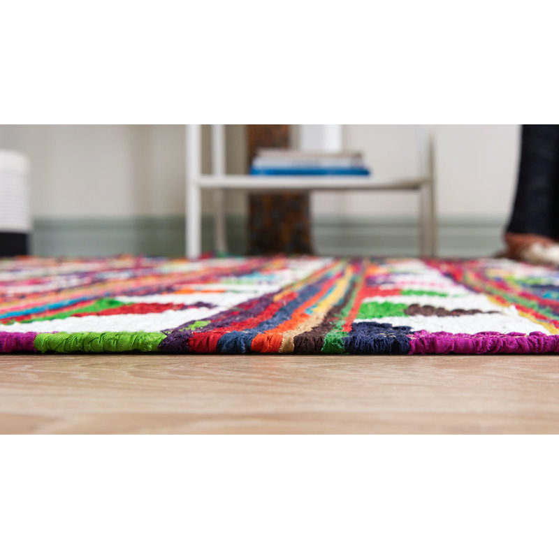 Cotton Geometric Indoor Rug, Rectangle 7' x 10'