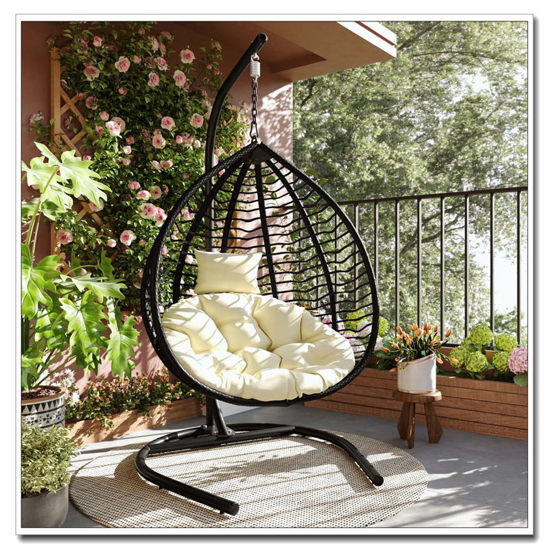 Coussin moelleux pliable Egg, Beige, Noir