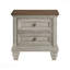 Table de chevet 2 tiroirs gris antique et brun, meubles de chambre à coucher 1 pièce
