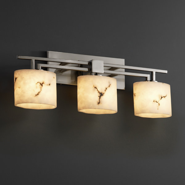 Éclairage pour meuble-lavabo 3 lumières Murrysville LumenAria, Carré avec rebord plat, Nickel