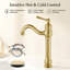 Robinet de lavabo vasque de salle de bain à poignée simple et trou unique avec ensemble de bonde escamotable-115707344