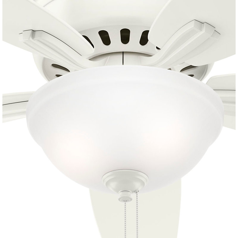 52" White Low Profile Ceiling Fan with LED Light