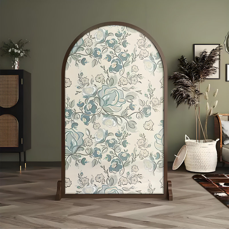 Paravent en bois à motif floral, H 70,87 po x l 47,24 po x P 1,57 po