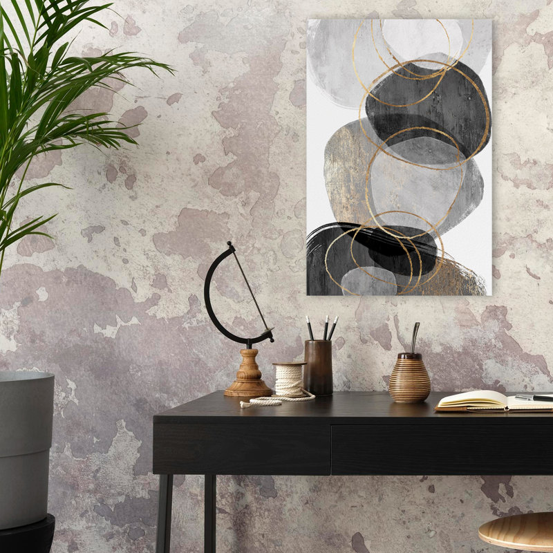 Cercles et conglomérat géométrique I Art, H 24 po x l 16 po
