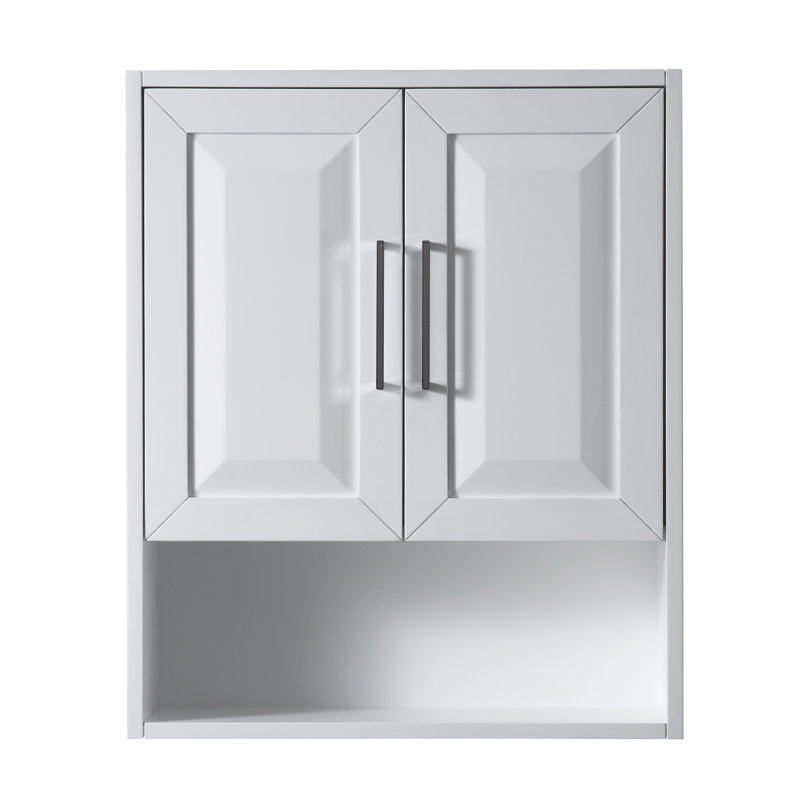 Daria Bathroom Cabinet, White/Matte Black Trim