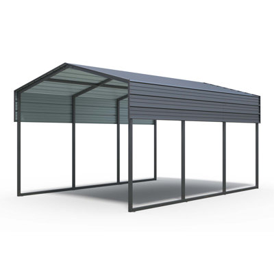Outdoor Carport, 10 X 15 FT Carport, Heavy Duty Carport Canopy With Galvanized Steel Roof And Frame, Metal Carport Large Garage For Driveway Car, Truck ,302 Ibs
