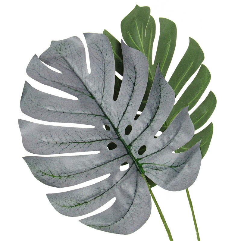 Tige de feuille artificielle Philodendron Monstera, H 24 po x l 9 po x P 0,25 po