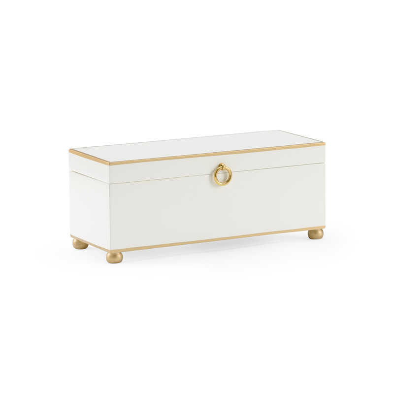 Wooden Decorative Box, Cream/Gold