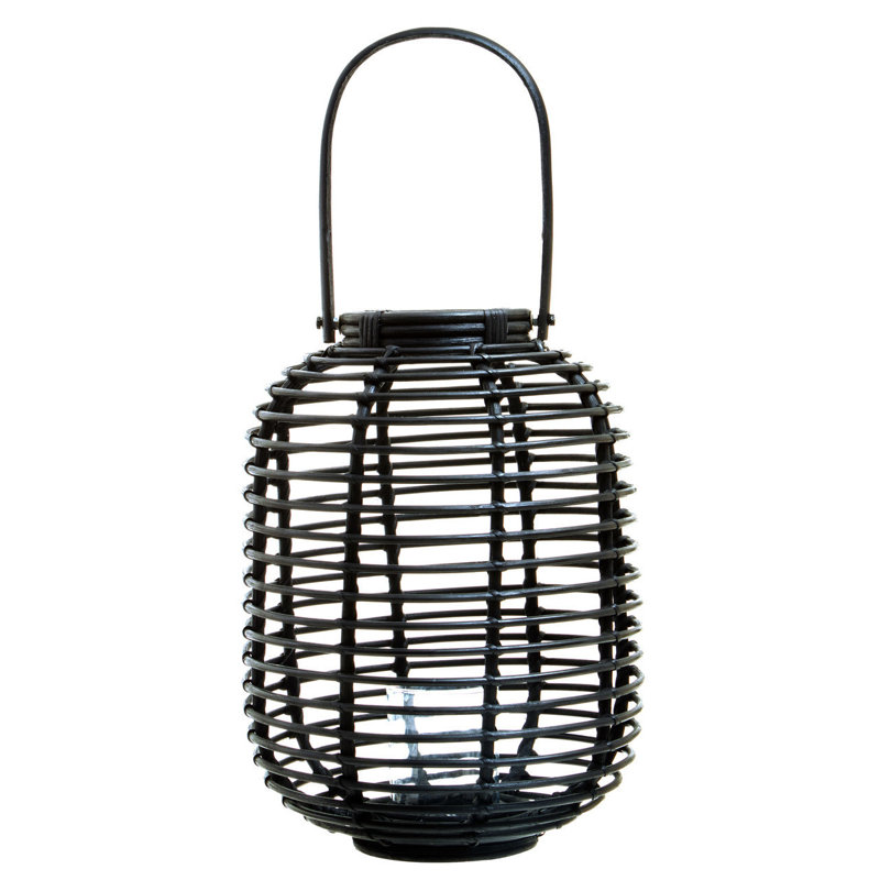 Bourbeau Wicker Tabletop Lantern, Black
