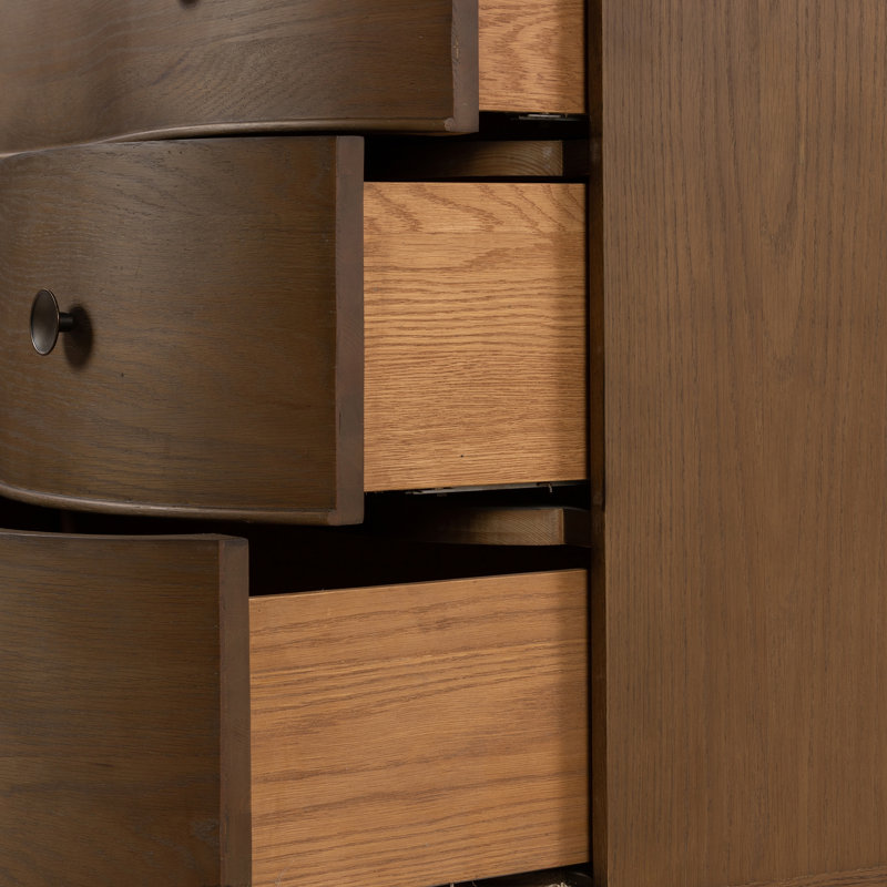 Tiago 3 - Drawer Dresser, Toasted Oak/Polished White Marble