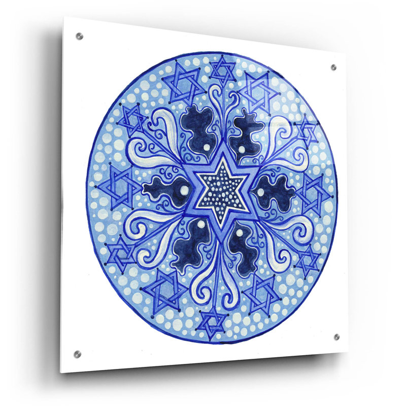 Bungalow Rose «Star Circle Blues» par Andrea Strongwater, art mural en verre acrylique, H 24 po x l 24 po x P 0,2 po