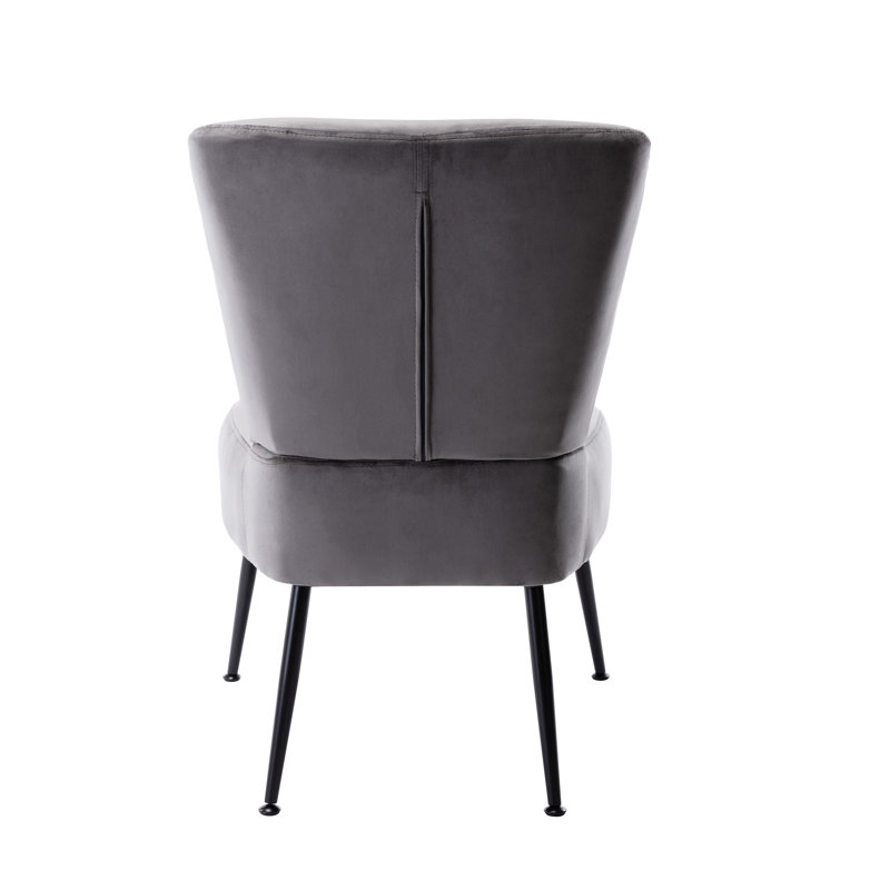Bohn Velvet Slipper Chair, Grey