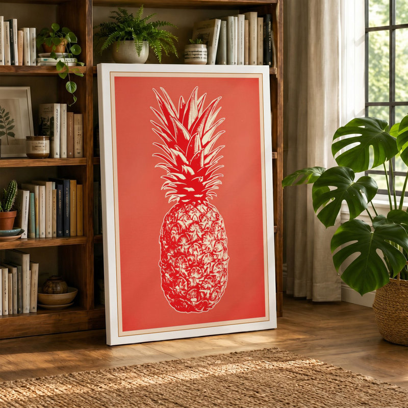 Pineapple Crown Minimalist - Wrapped Canvas, 18x12 - 45.7 x 30.5 cm, Ochre Border