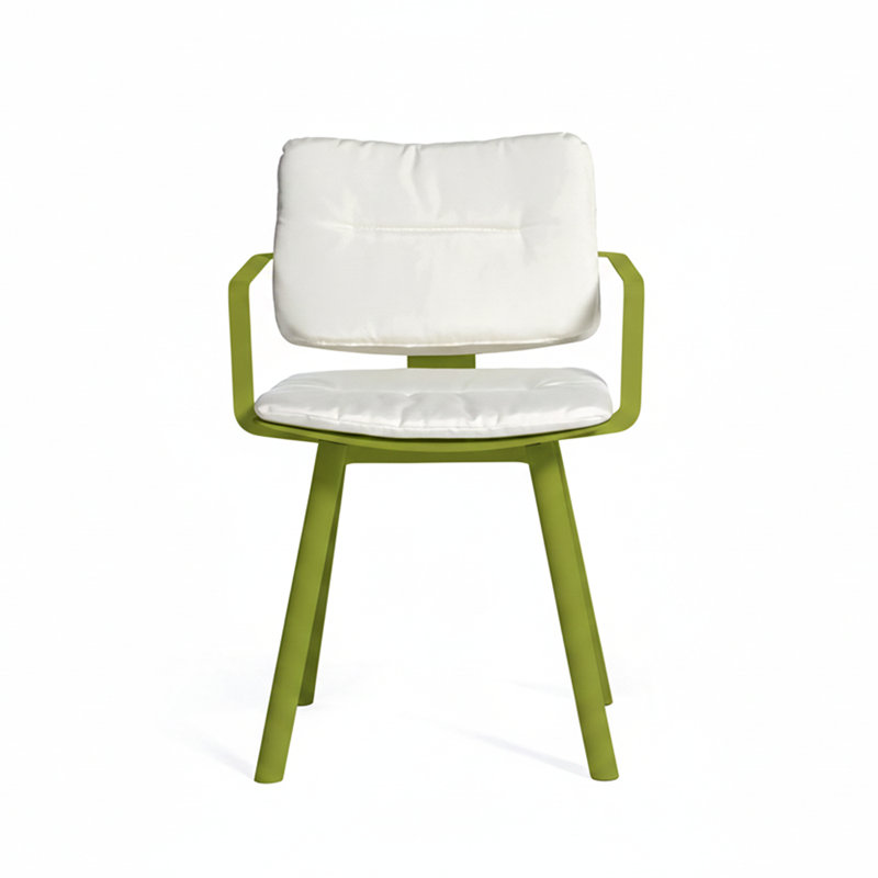 Coco Outdoor Dining Armchair, White/Faux Teak,  Canvas Natural