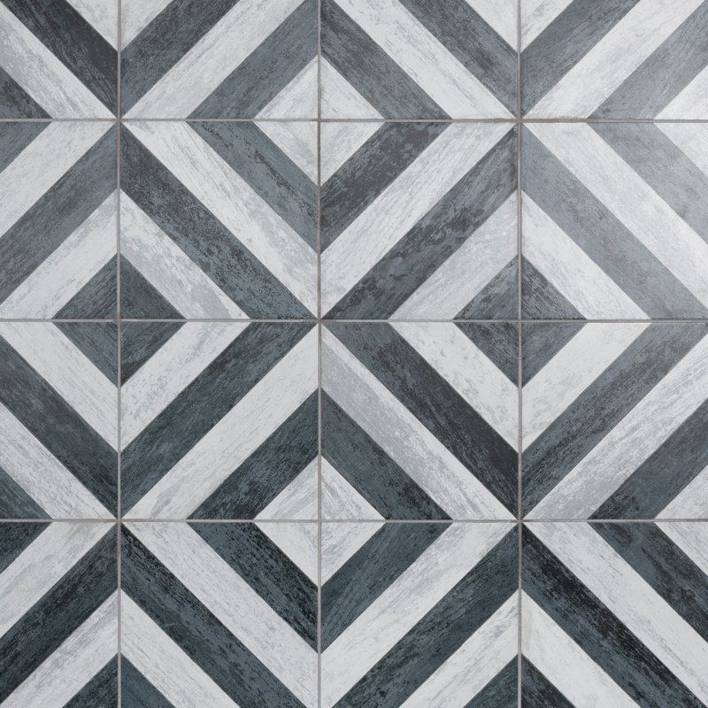 Cassis Sete 10" x 10" Porcelain Wall & Floor Tile, Black