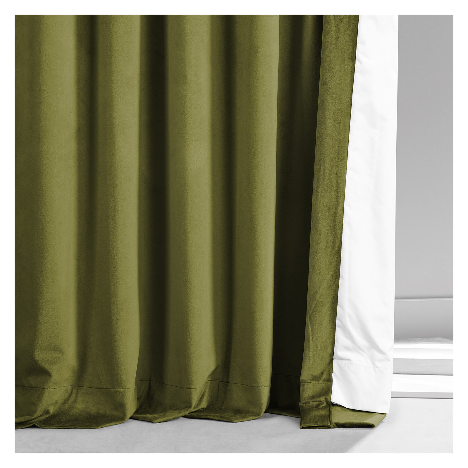Loria Plush Velvet 100% Blackout Curtains For Bedroom, Living Room - Single Panel, 50" W x 96" L, Jalapeno Green
